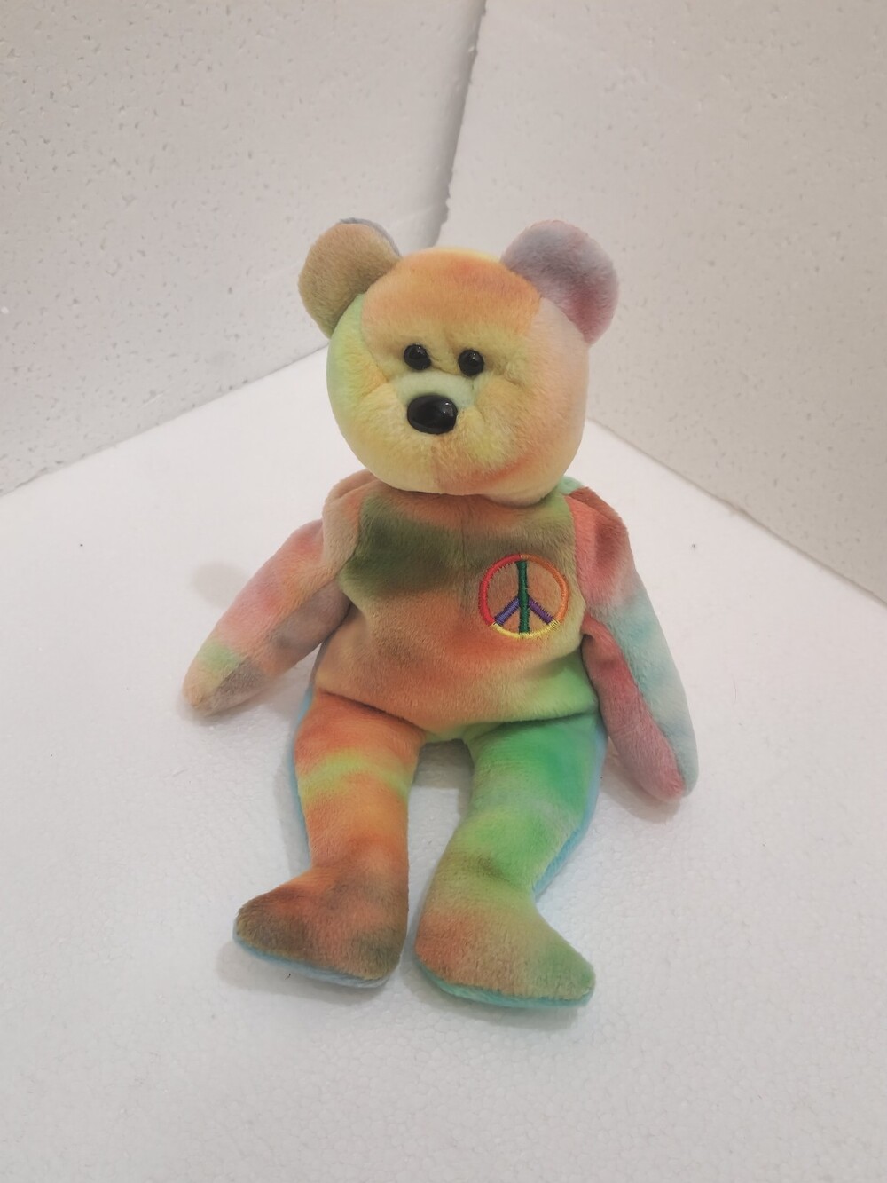 Ty Beanie Babies Peace Bear Tie Dye Plush 1996 Vintage PVC Pellets w/o Tag